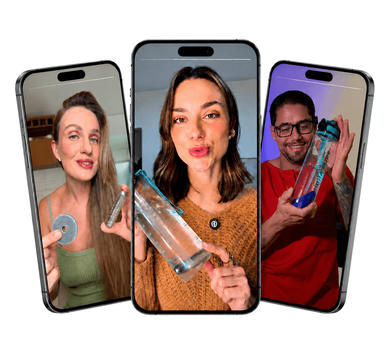 Creators da Hidra Pure apresentando produtos em vídeos